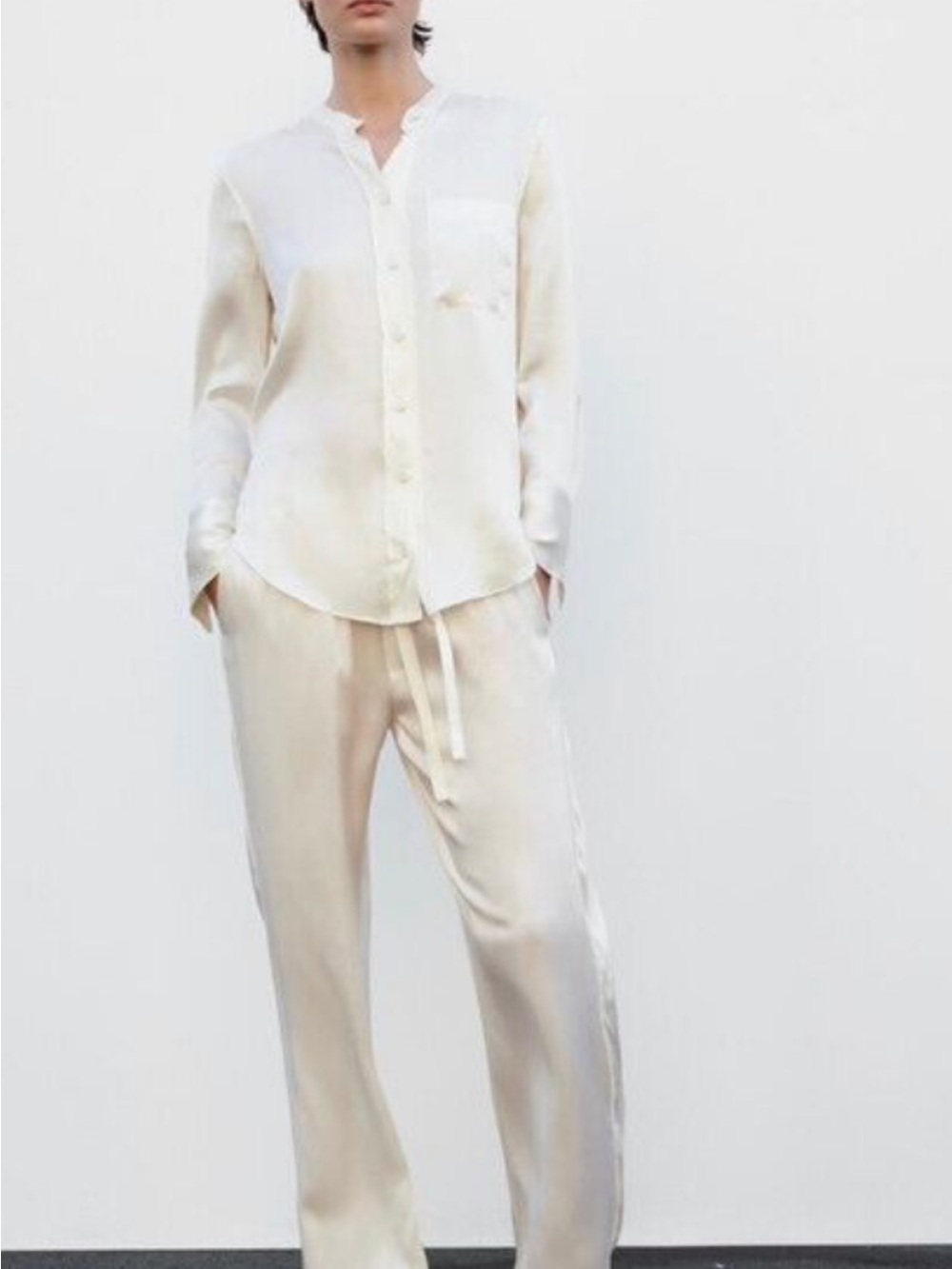 Zara Cream Silky cream pants